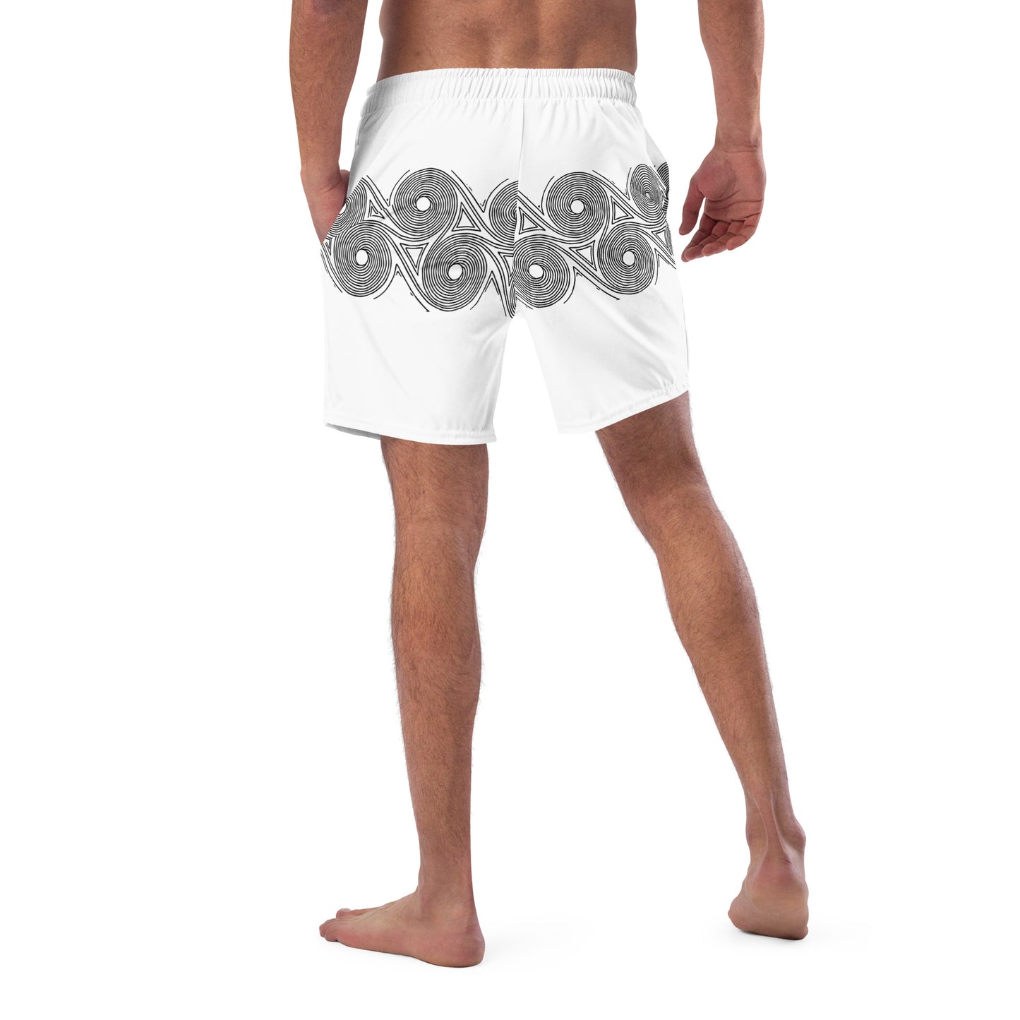 Swim Trunks Men's White Swirls