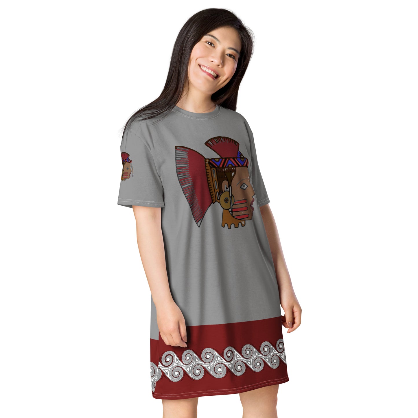 T-Shirt Dress Warrior Woman Swirls
