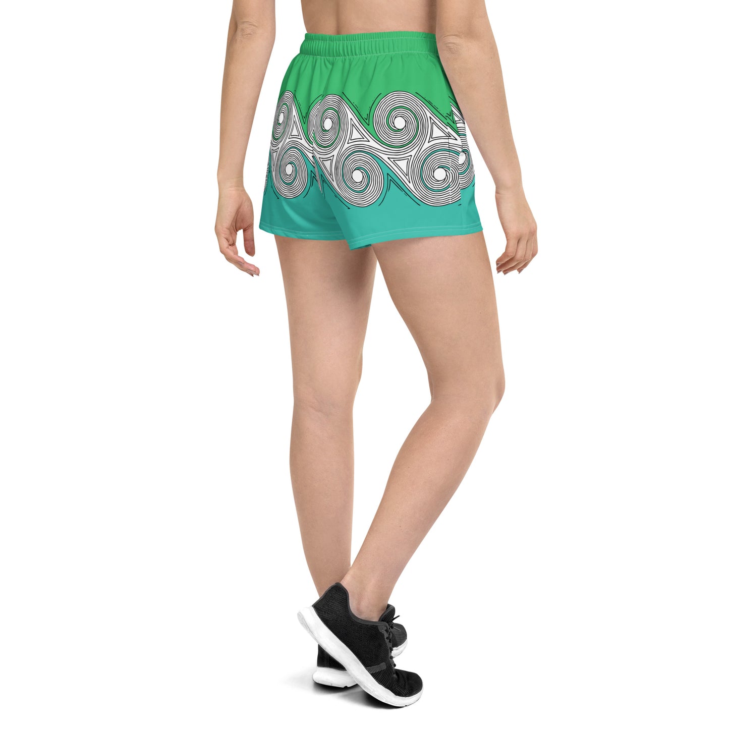 Athletic Shorts Women's Blue/Green Swirls