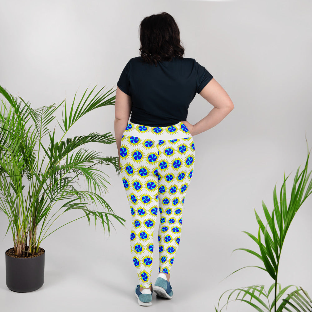 Plus Size Leggings White Sun Swirl