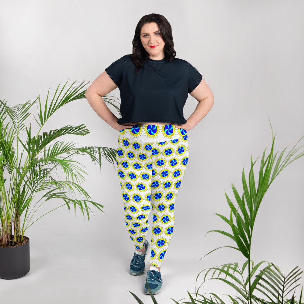 Plus Size Leggings White Sun Swirl