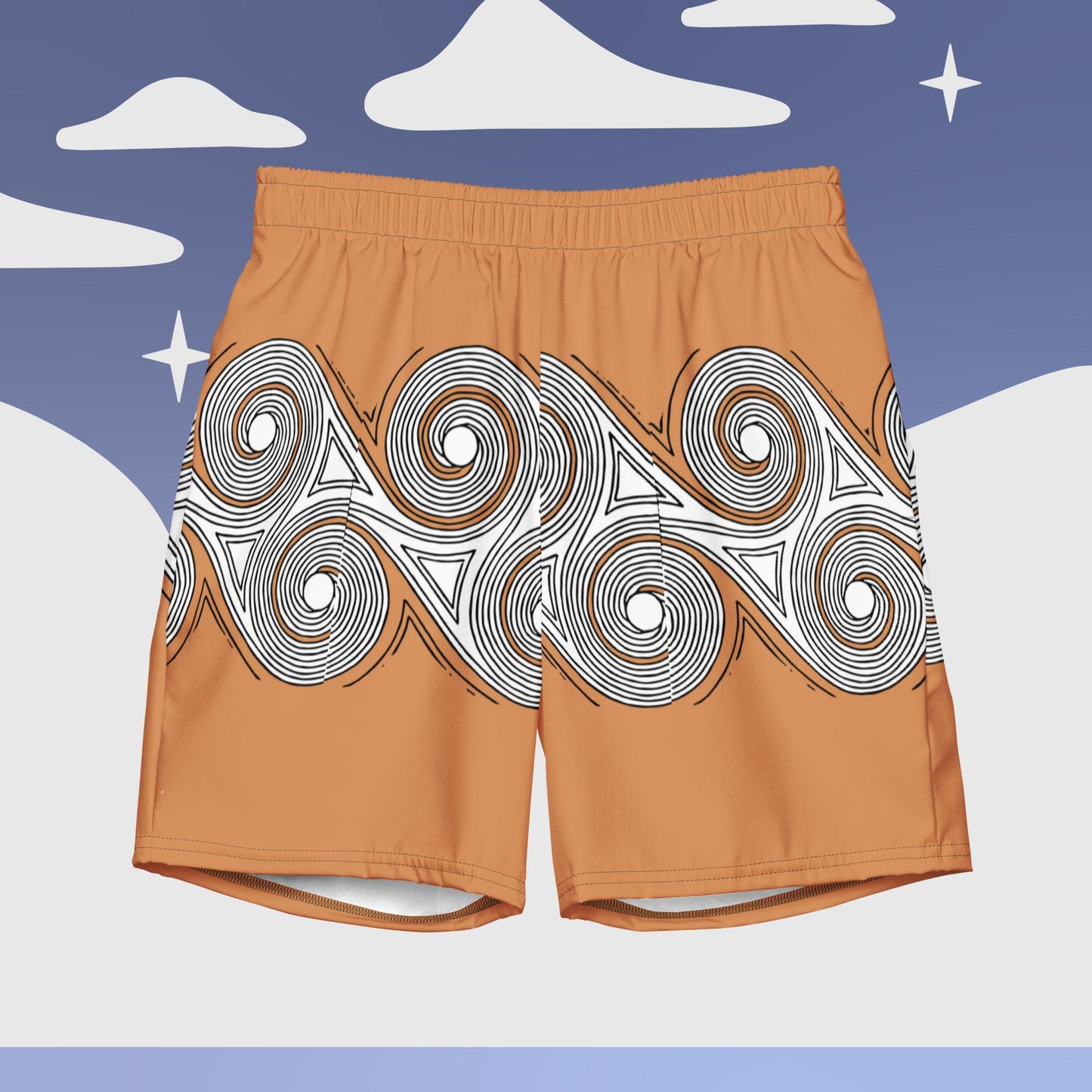 Men's swim trunks Orange Swirls