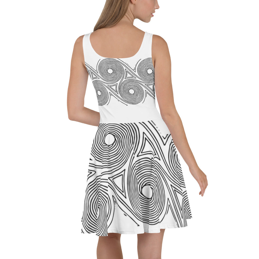 Skater Dress White Swirls