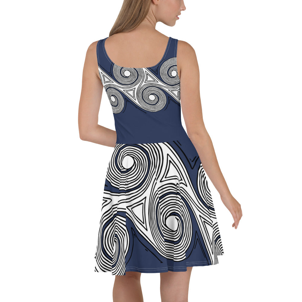 Skater Dress Navy Swirls