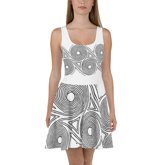 Skater Dress White Swirls