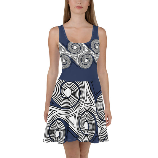 Skater Dress Navy Swirls