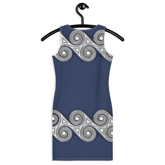 Bodycon Dress Navy Swirls