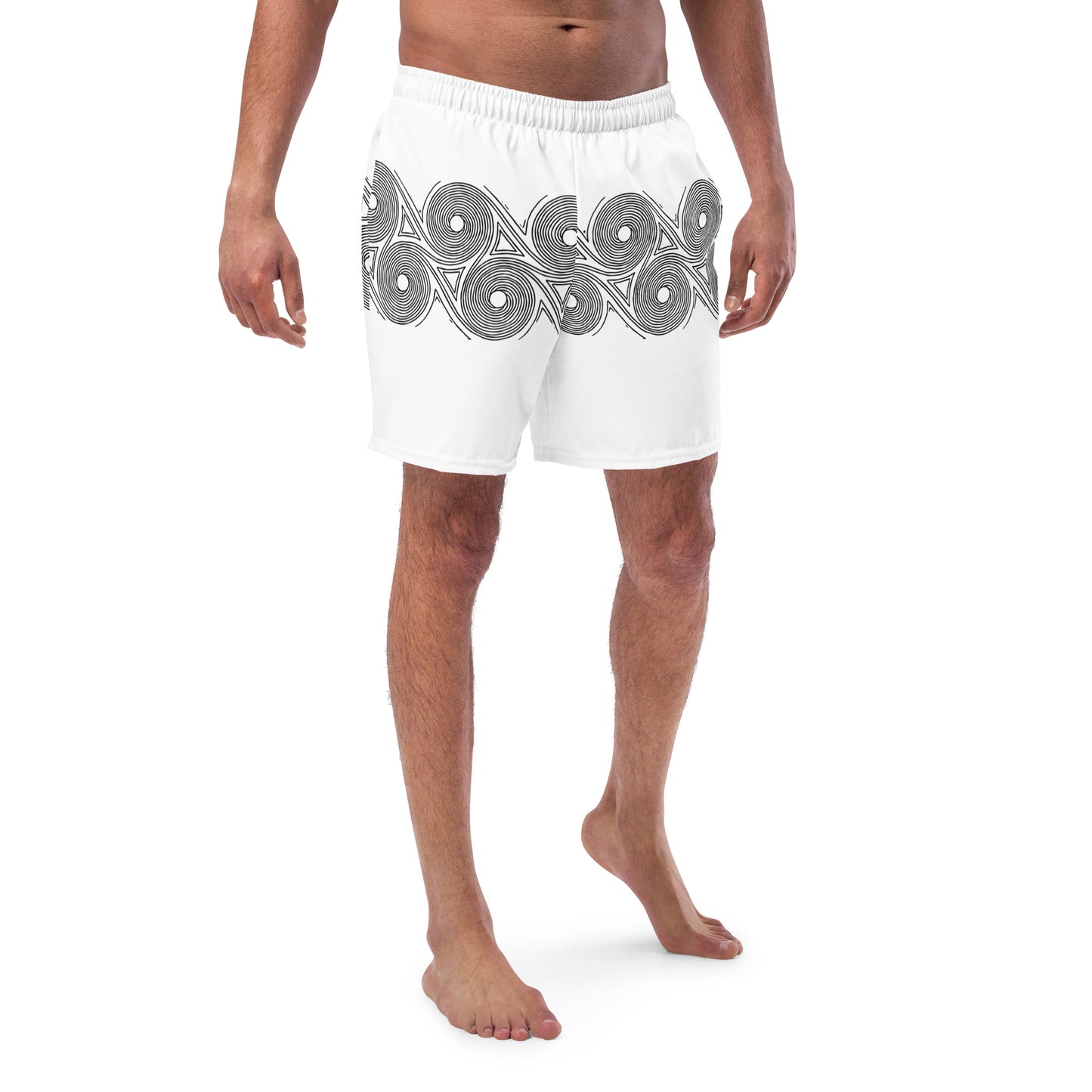 Swim Trunks Men's White Swirls