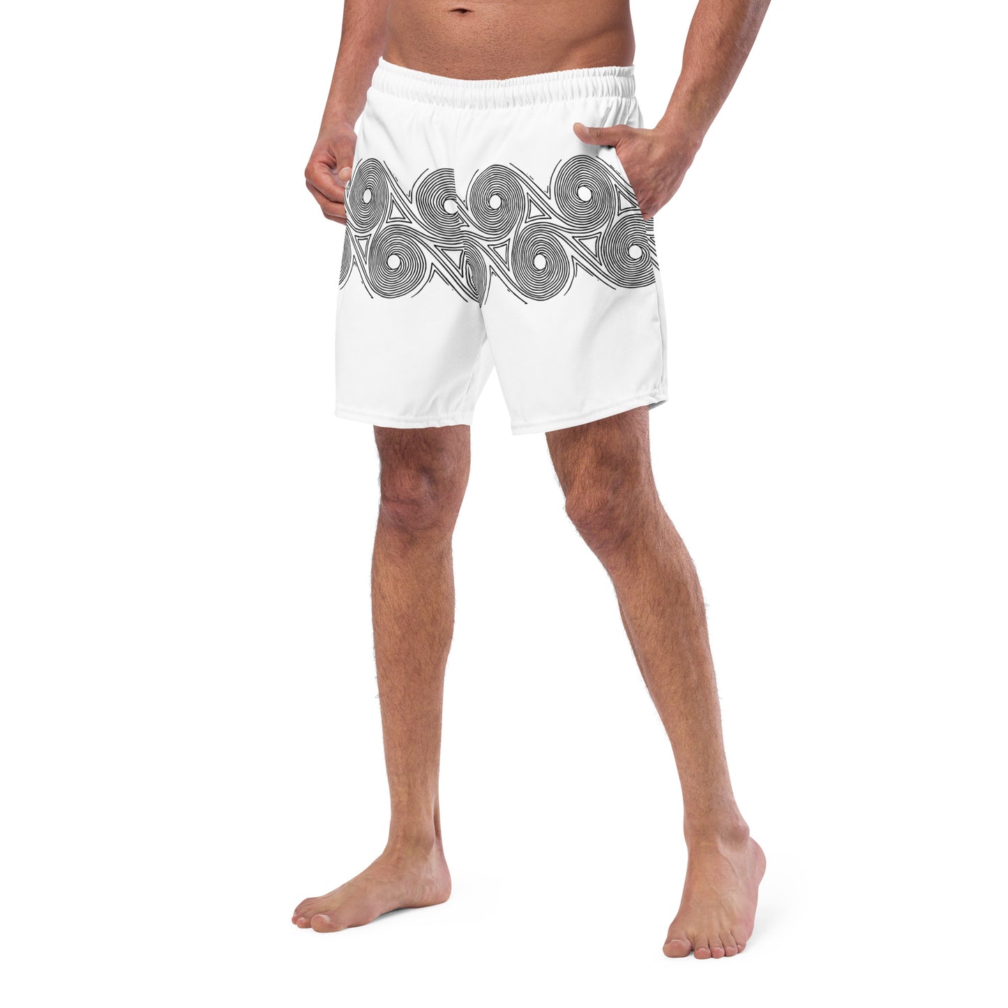 Swim Trunks Men's White Swirls