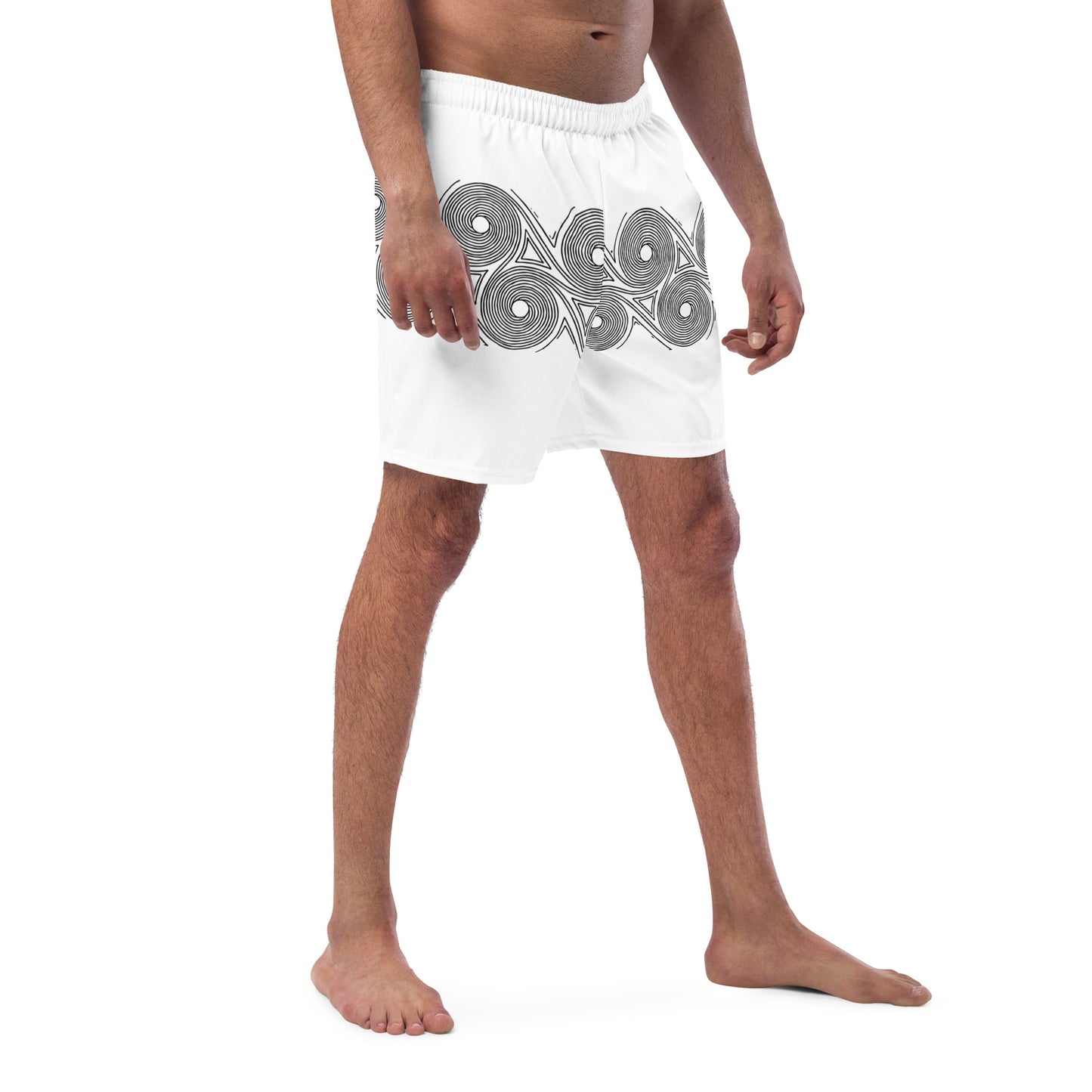 Swim Trunks Men's White Swirls
