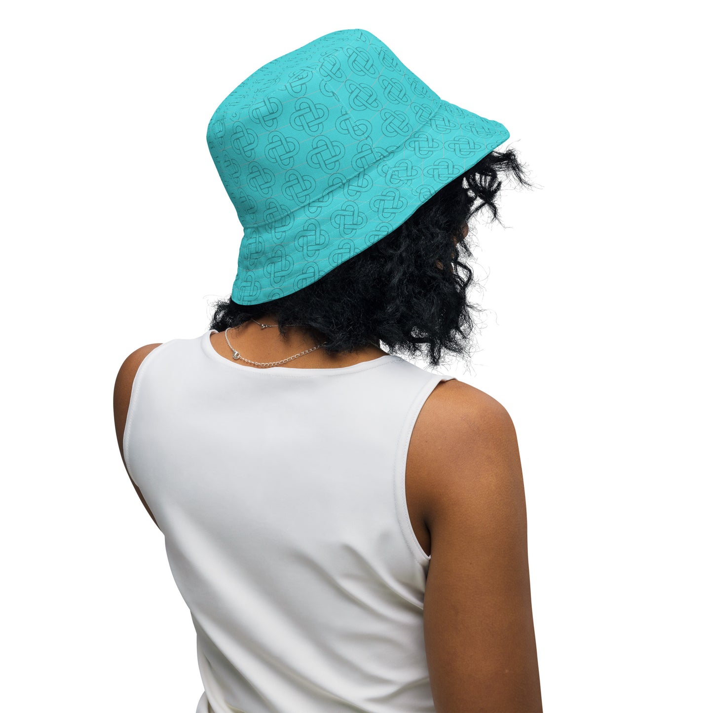 Bucket hat Turquoise Mvskoke Knot, Green/Turquoise Swirls