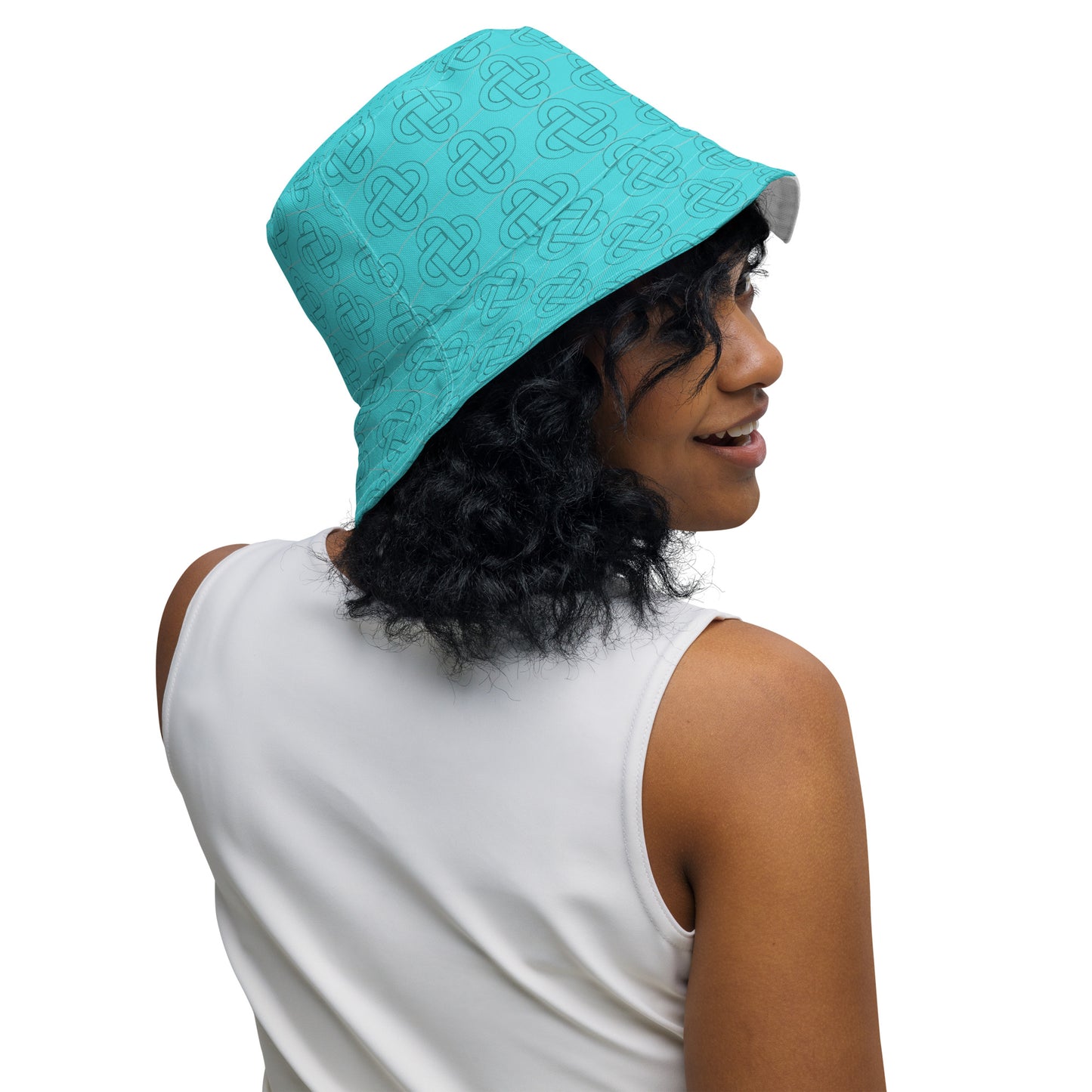 Bucket hat Turquoise Mvskoke Knot, Green/Turquoise Swirls