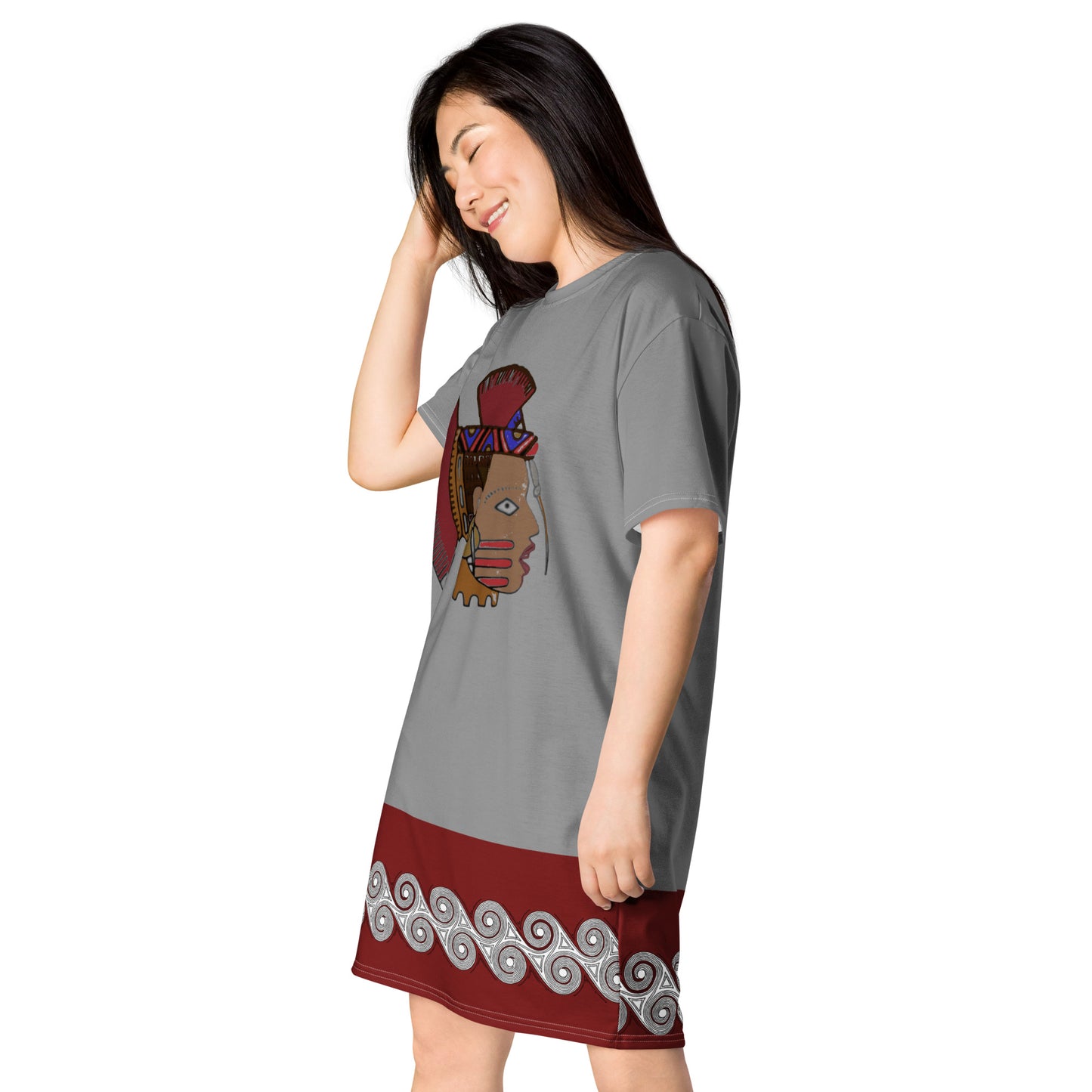 T-Shirt Dress Warrior Woman Swirls