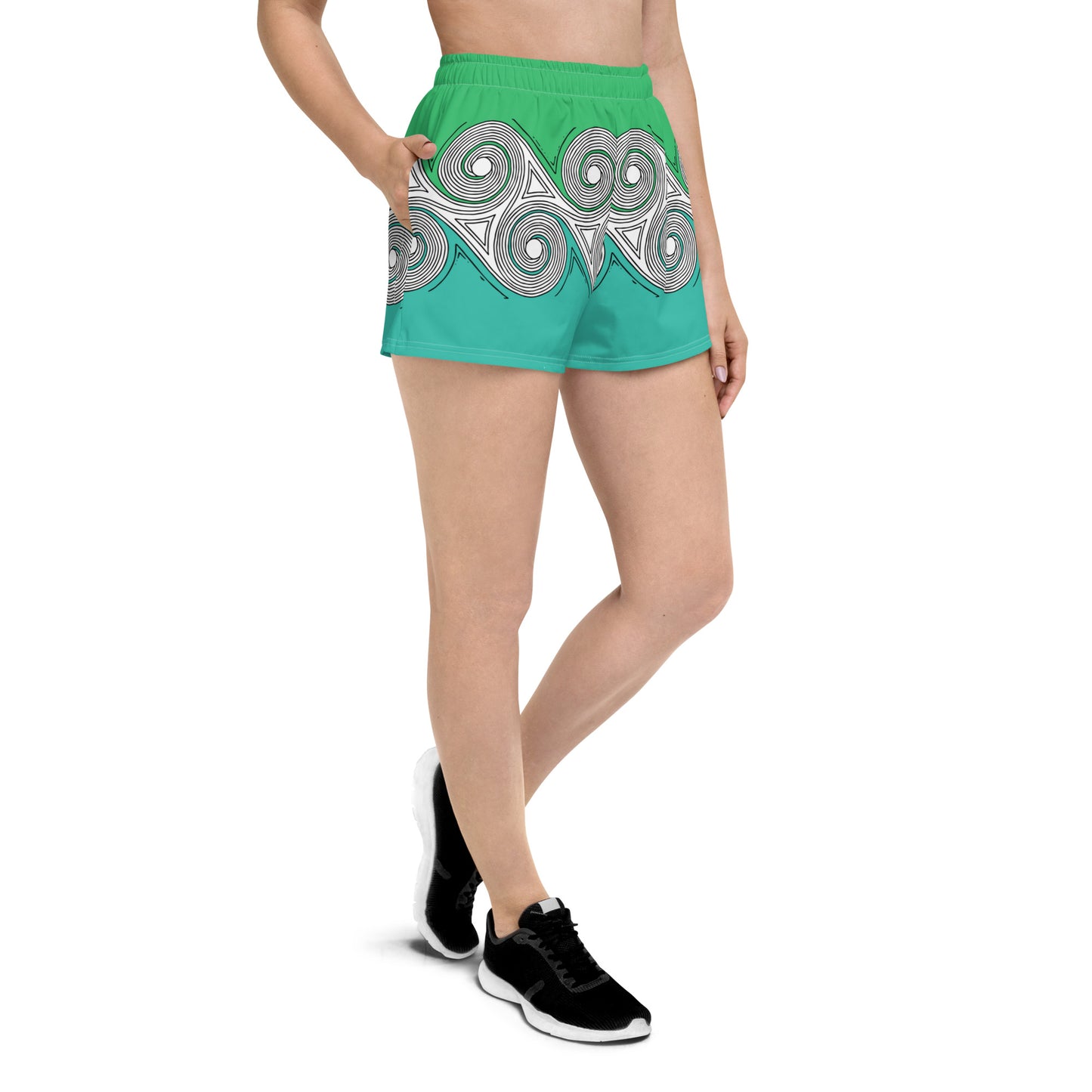 Athletic Shorts Women's Blue/Green Swirls