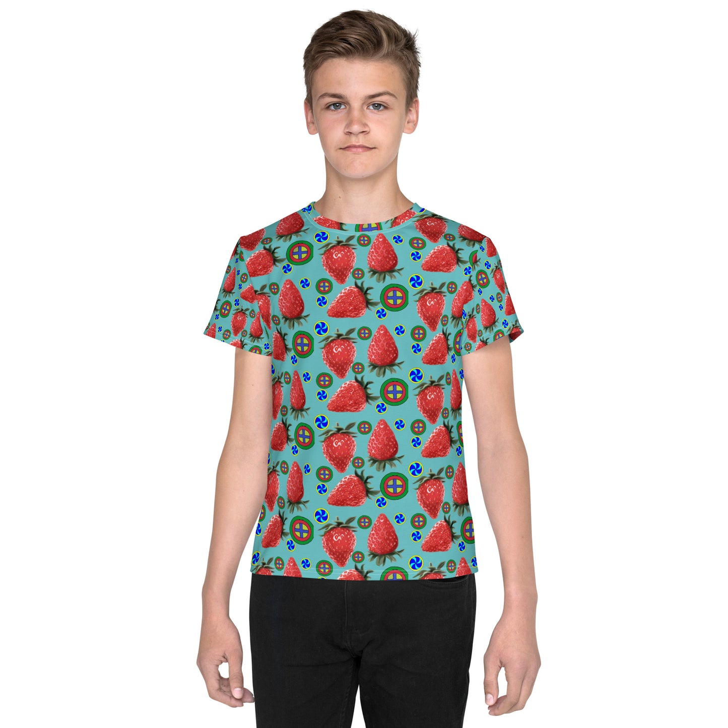 T-Shirt Youth Strawberries and Swirls