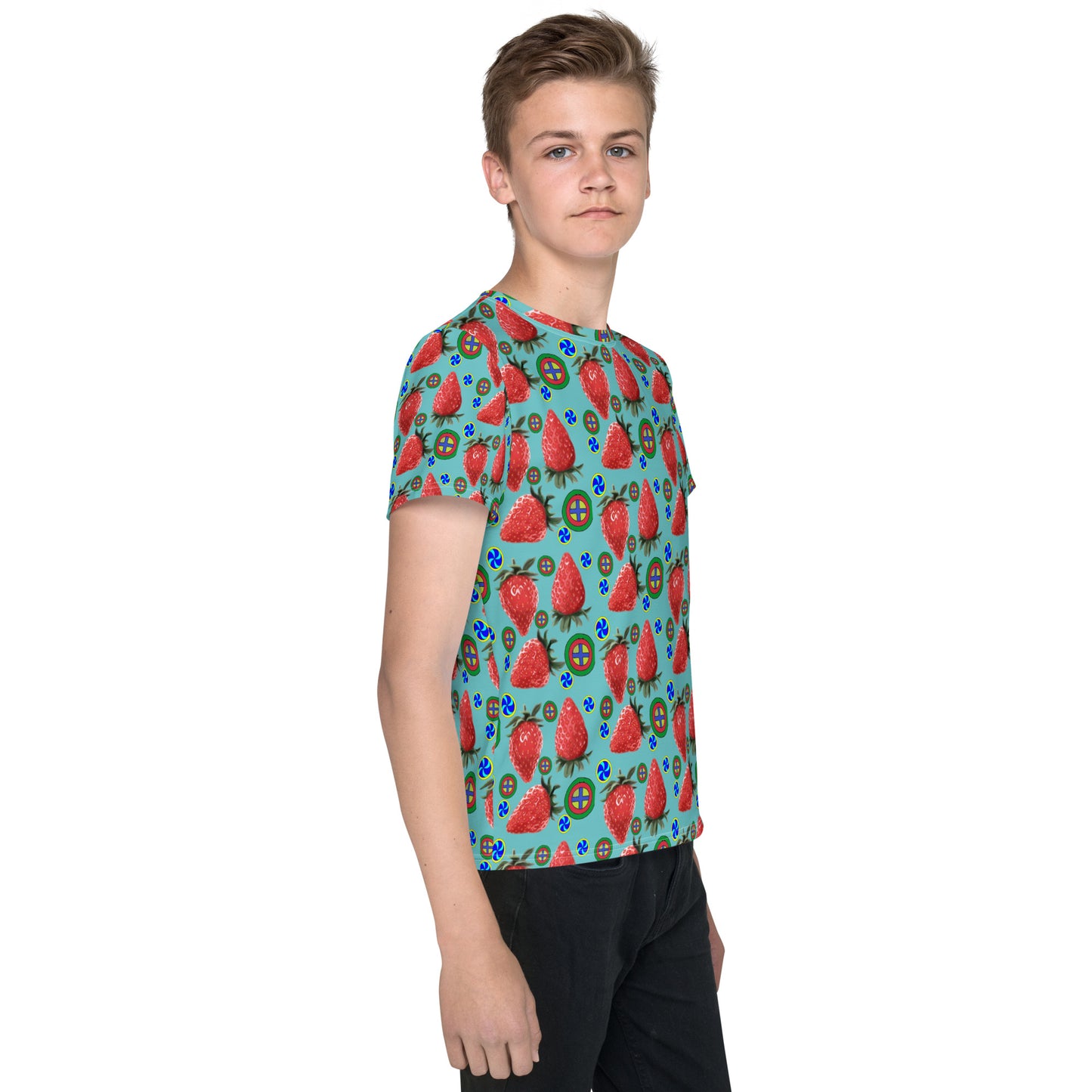 T-Shirt Youth Strawberries and Swirls