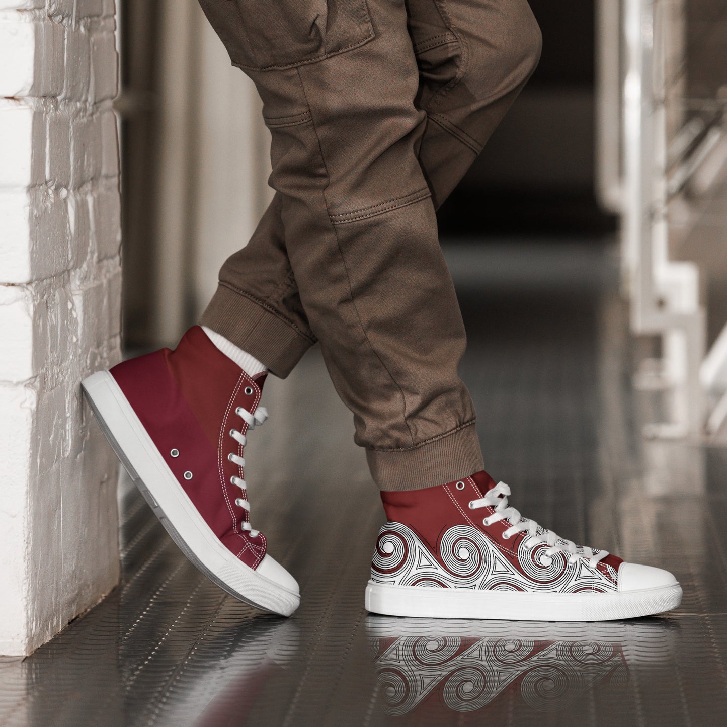 High Top Canvas Shoes Brick Swirls