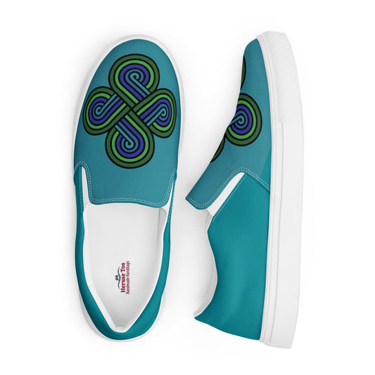 Slip On Canvas Shoes 4 Directions Teal Men’s