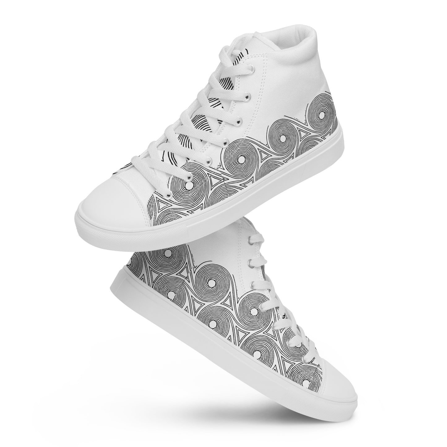 High Top Canvas Shoes Women's White Swirls